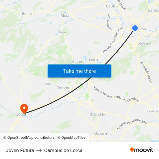 Joven Futura to Campus de Lorca map