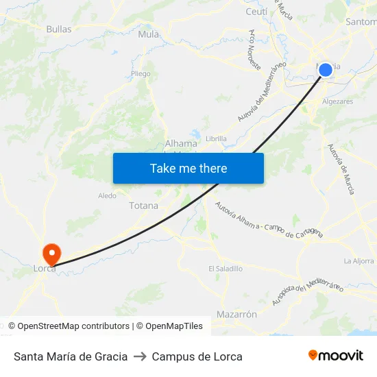 Santa María de Gracia to Campus de Lorca map