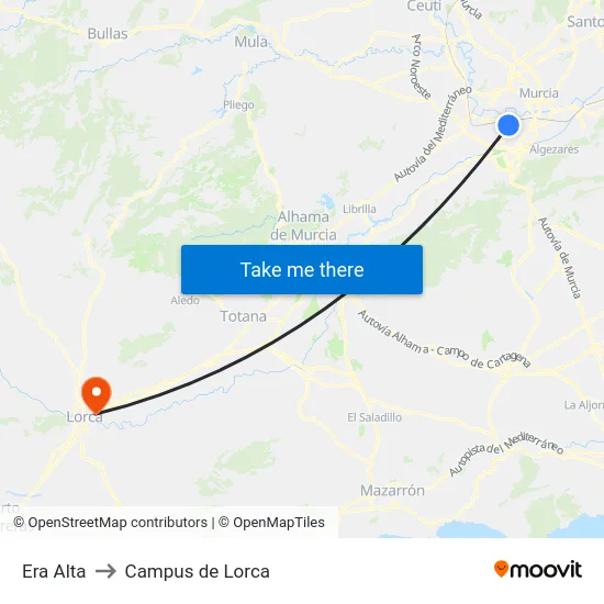 Era Alta to Campus de Lorca map