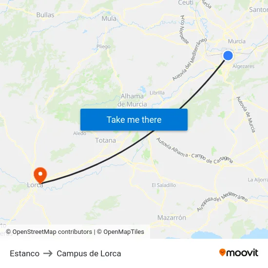 Estanco to Campus de Lorca map