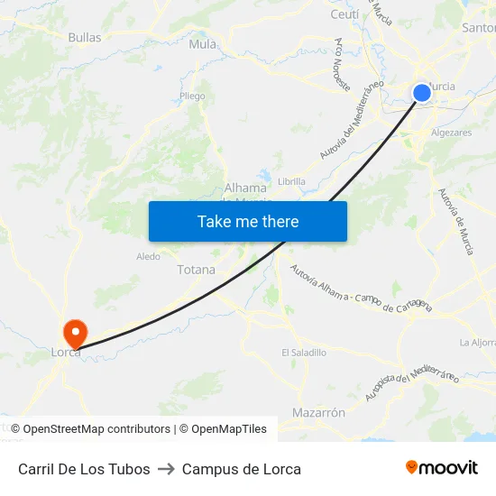 Carril De Los Tubos to Campus de Lorca map