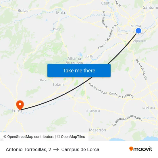 Antonio Torrecillas, 2 to Campus de Lorca map