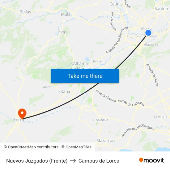Nuevos Juzgados (Frente) to Campus de Lorca map