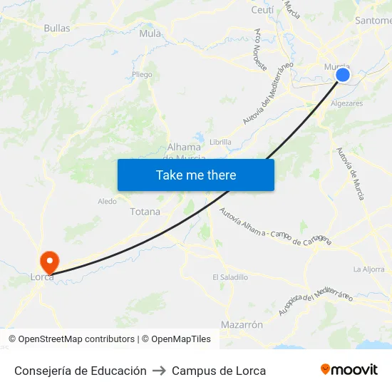 Consejería de Educación to Campus de Lorca map
