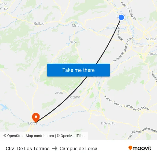 Ctra. De Los Torraos to Campus de Lorca map