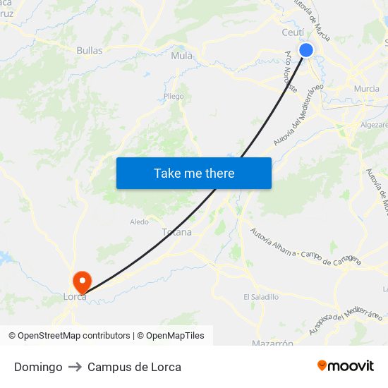 Domingo to Campus de Lorca map