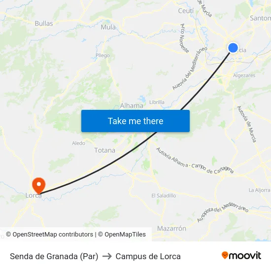 Senda de Granada (Par) to Campus de Lorca map