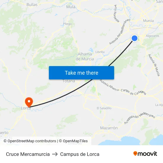 Cruce Mercamurcia to Campus de Lorca map