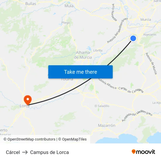 Cárcel to Campus de Lorca map