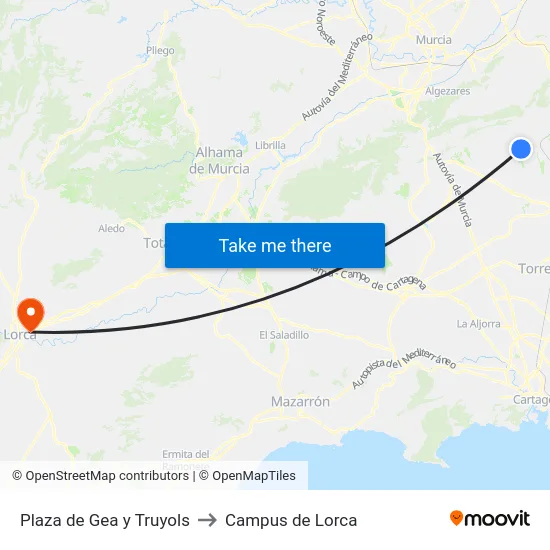 Plaza de Gea y Truyols to Campus de Lorca map