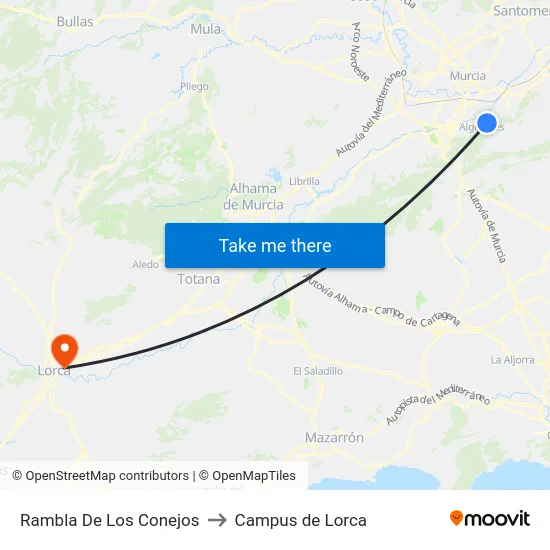Rambla De Los Conejos to Campus de Lorca map