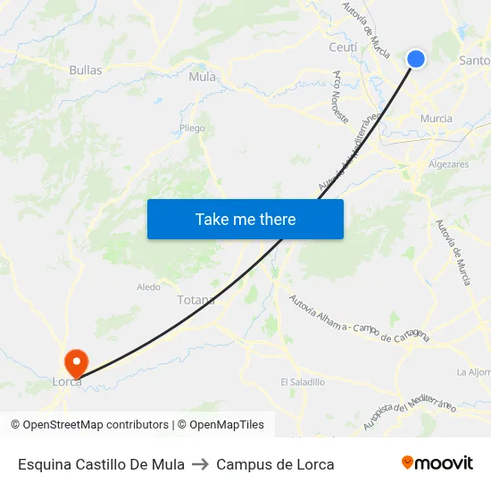 Esquina Castillo De Mula to Campus de Lorca map