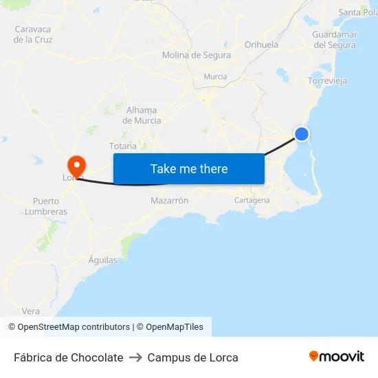Fábrica de Chocolate to Campus de Lorca map