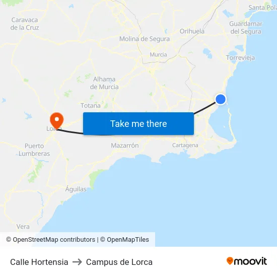 Calle Hortensia to Campus de Lorca map