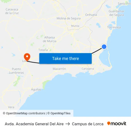 Avda. Academia General Del Aire to Campus de Lorca map