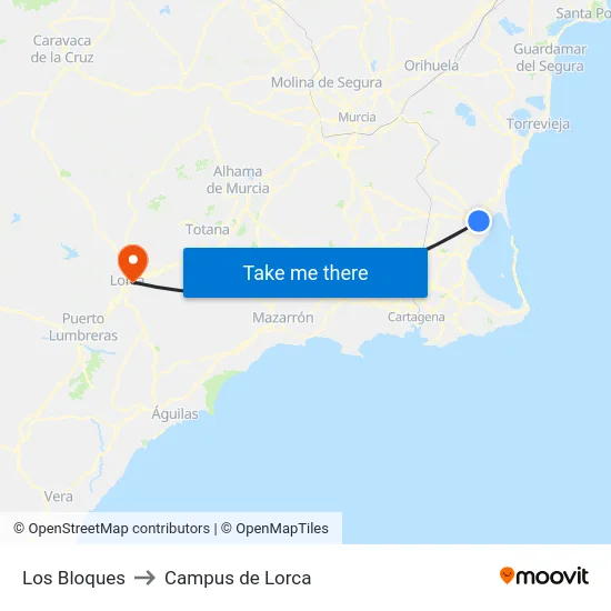 Los Bloques to Campus de Lorca map