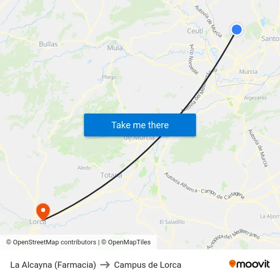La Alcayna (Farmacia) to Campus de Lorca map