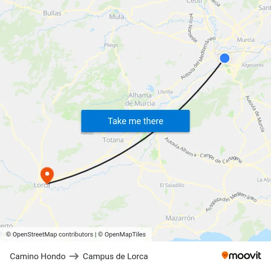 Camino Hondo to Campus de Lorca map