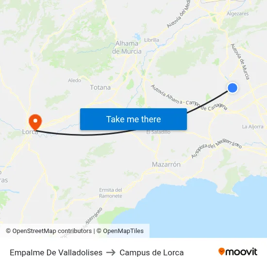 Empalme De Valladolises to Campus de Lorca map