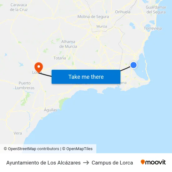Ayuntamiento de Los Alcázares to Campus de Lorca map