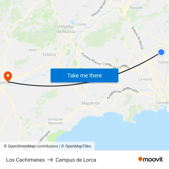 Los Cachimanes to Campus de Lorca map