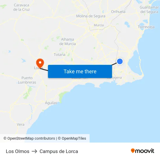 Los Olmos to Campus de Lorca map