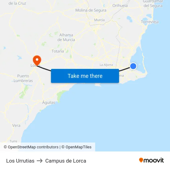 Los Urrutias to Campus de Lorca map
