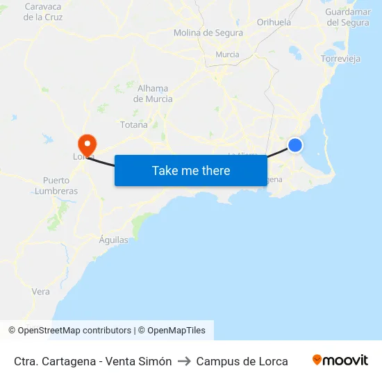 Ctra. Cartagena - Venta Simón to Campus de Lorca map
