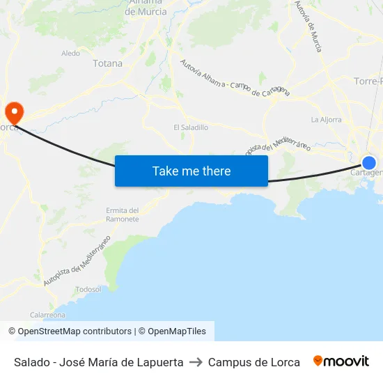 Salado - José María de Lapuerta to Campus de Lorca map
