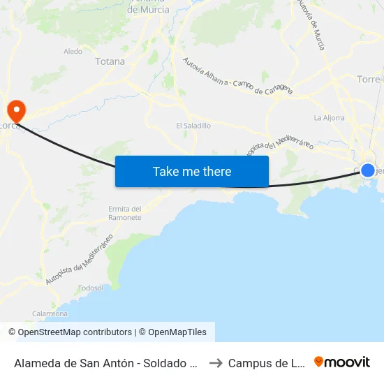 Alameda de San Antón - Soldado Rosique to Campus de Lorca map