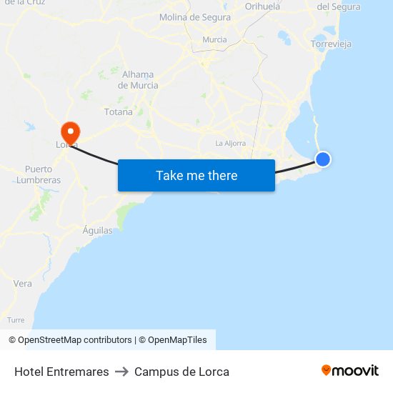 Hotel Entremares to Campus de Lorca map