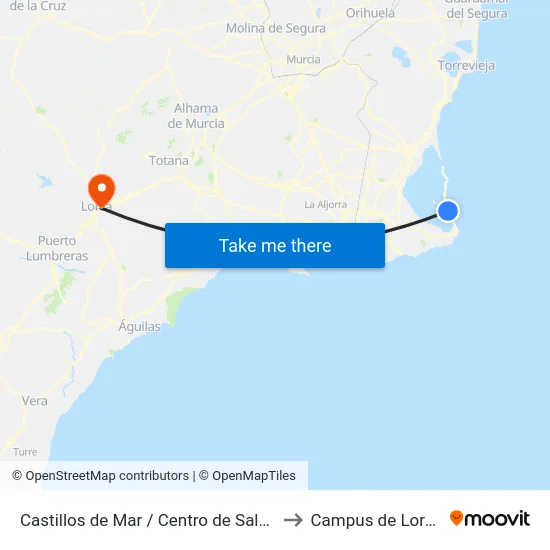 Castillos de Mar / Centro de Salud to Campus de Lorca map
