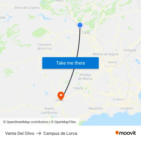 Venta Del Olivo to Campus de Lorca map