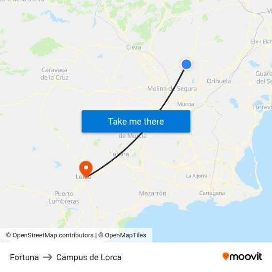Fortuna to Campus de Lorca map