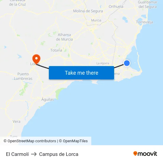 El Carmolí to Campus de Lorca map