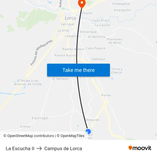 La Escucha II to Campus de Lorca map