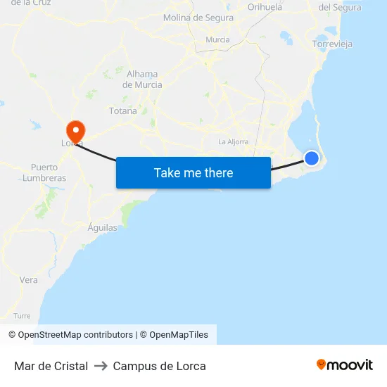 Mar de Cristal to Campus de Lorca map