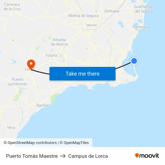 Puerto Tomás Maestre to Campus de Lorca map
