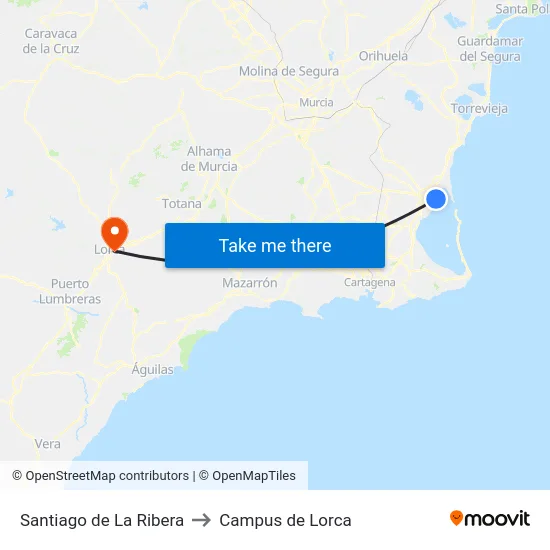 Santiago de La Ribera to Campus de Lorca map