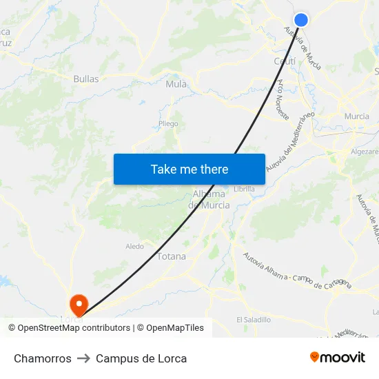 Chamorros to Campus de Lorca map