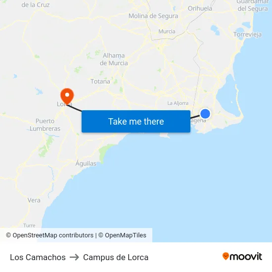 Los Camachos to Campus de Lorca map