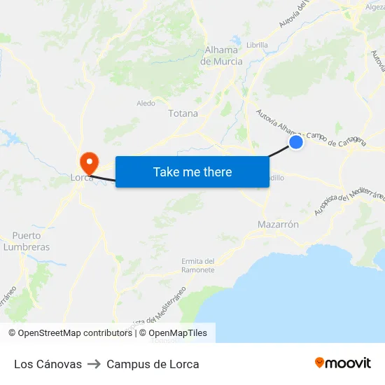 Los Cánovas to Campus de Lorca map