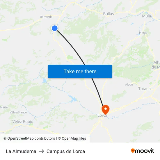 La Almudema to Campus de Lorca map