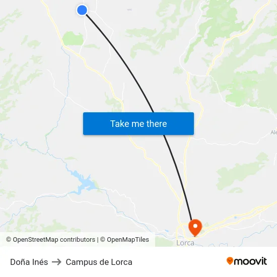 Doña Inés to Campus de Lorca map
