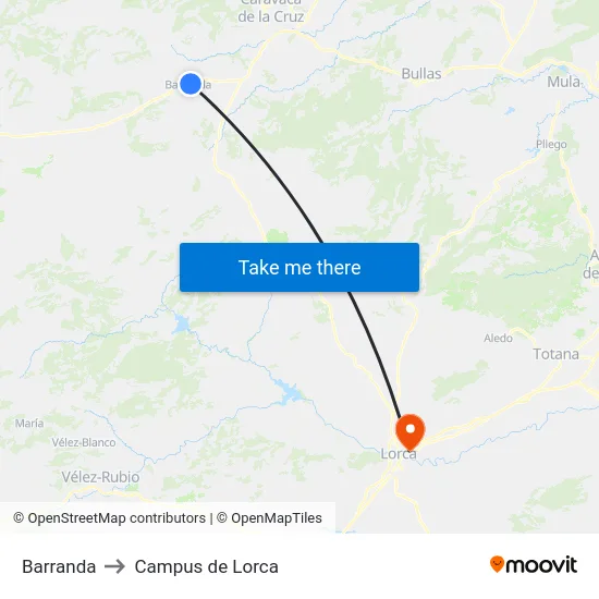 Barranda to Campus de Lorca map