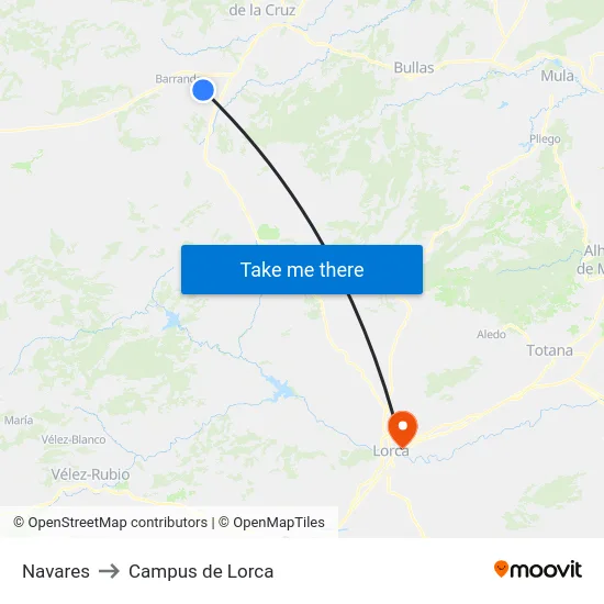 Navares to Campus de Lorca map