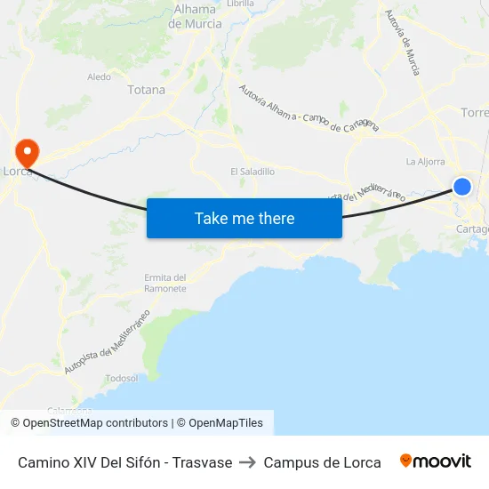 Camino XIV Del Sifón - Trasvase to Campus de Lorca map