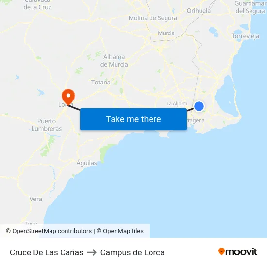 Cruce De Las Cañas to Campus de Lorca map
