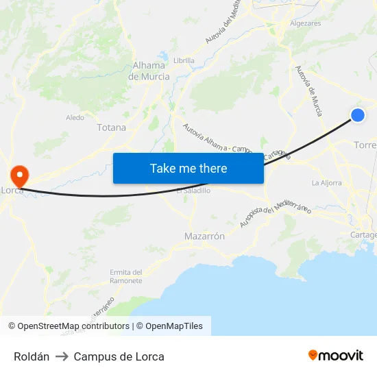 Roldán to Campus de Lorca map