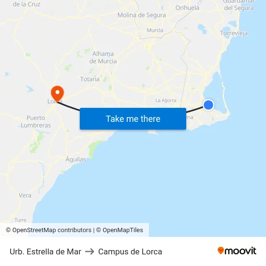Urb. Estrella de Mar to Campus de Lorca map